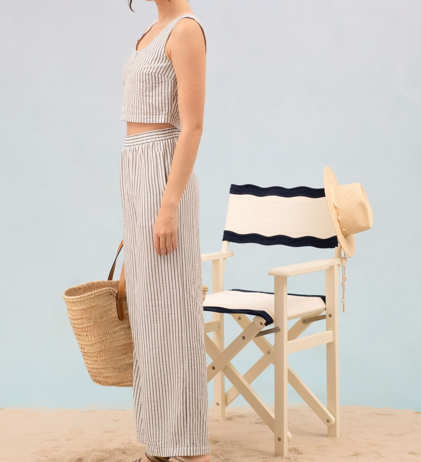 Crop stripe lounge set