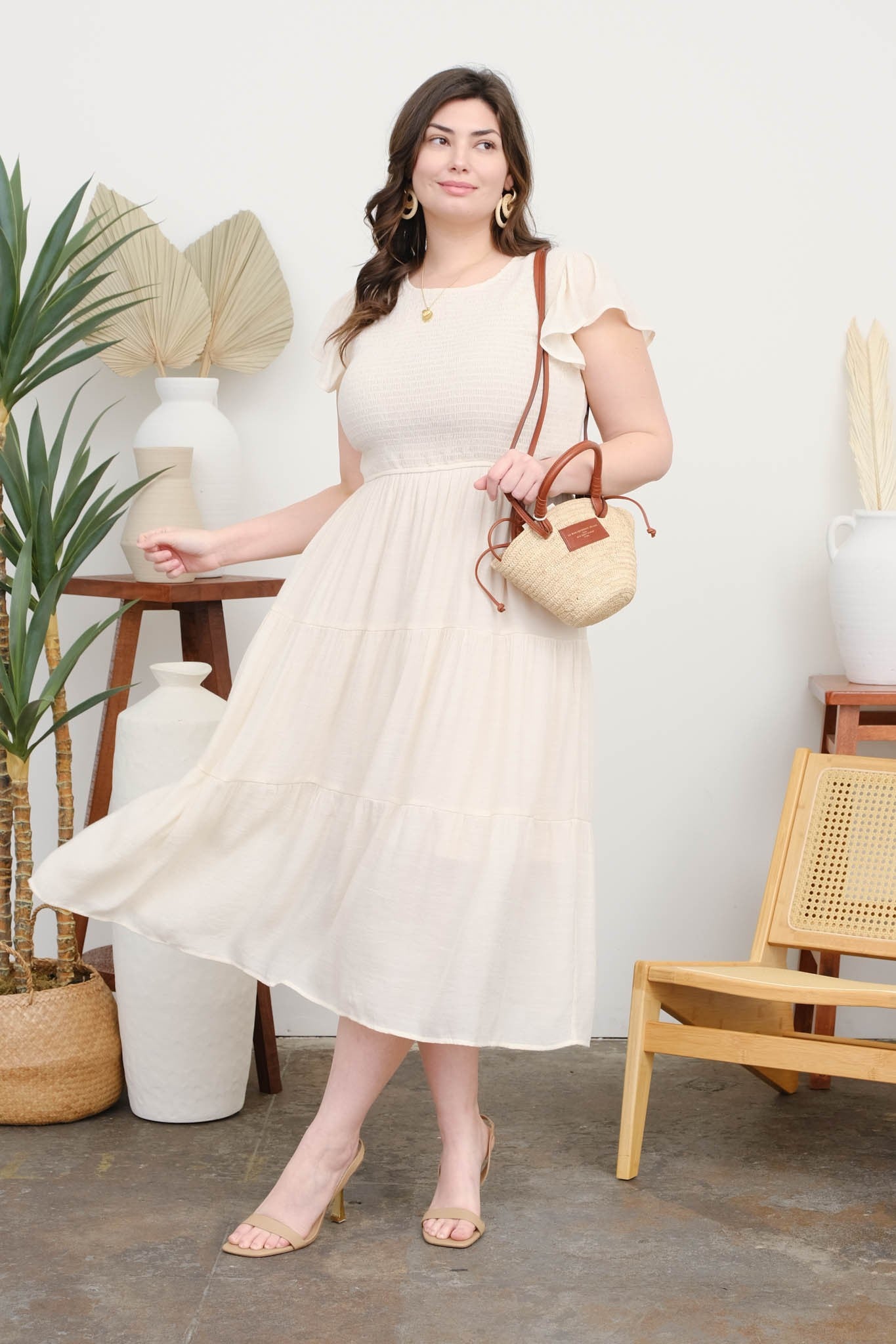 Champagne smocked dress