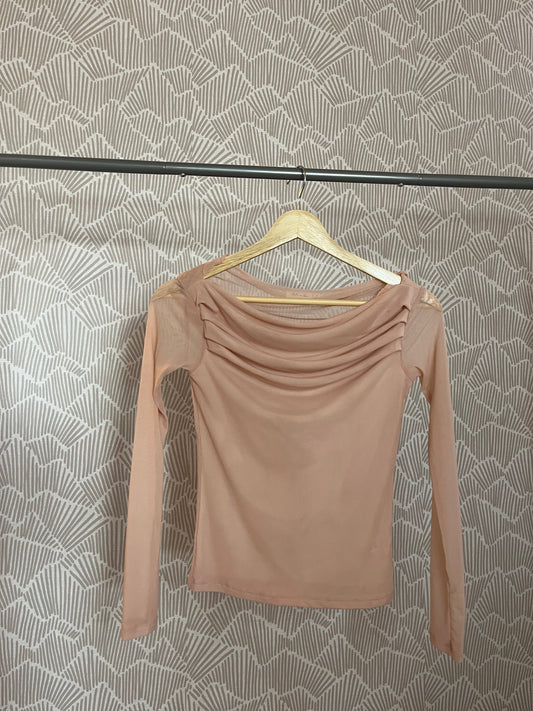 LONG SLV ASYMMETRICAL OFF SHOULDER DOUBLE LAYE