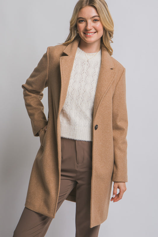 Notched Lapel Long Coat