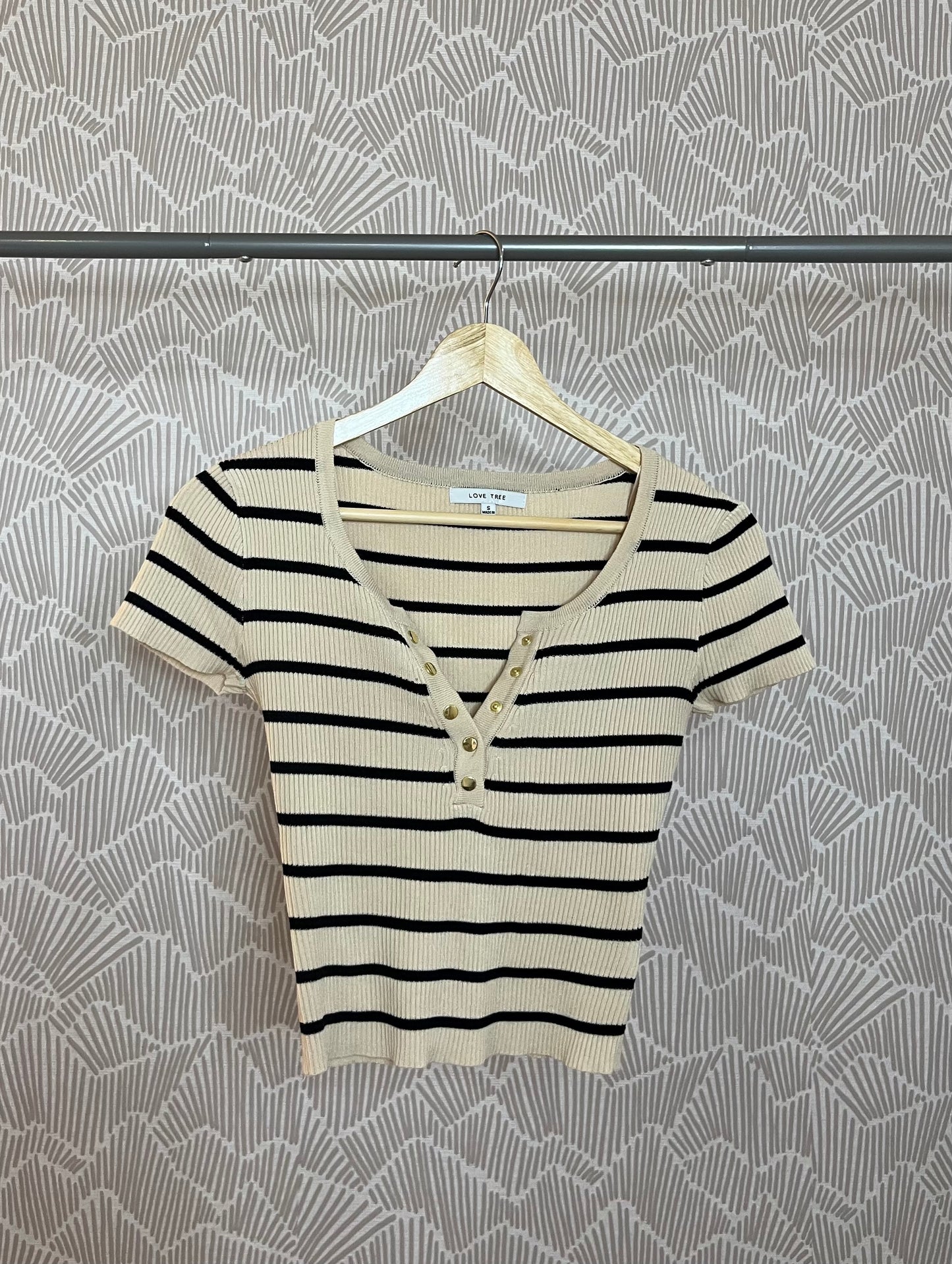 Short Sleeve Striped Knit Top
