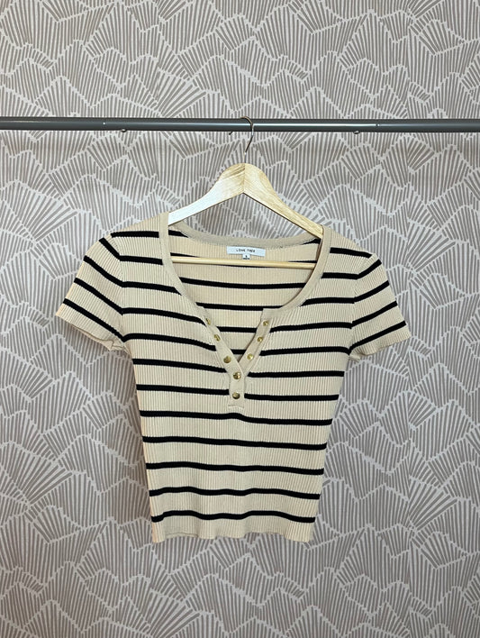 Short Sleeve Striped Knit Top
