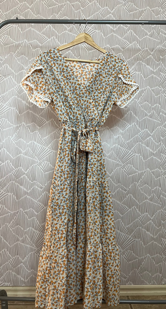 V-neck Tulip Sleeve Wrap Dress