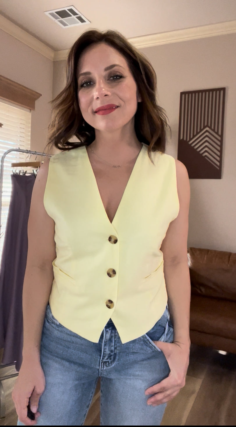 Linen Button-Up Vest