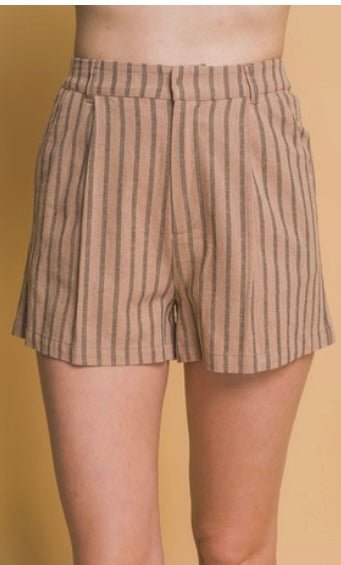 Stripe linen shorts