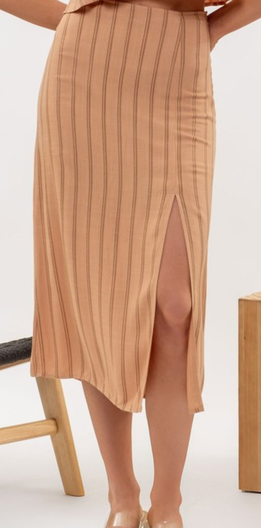 Tan striped skirt