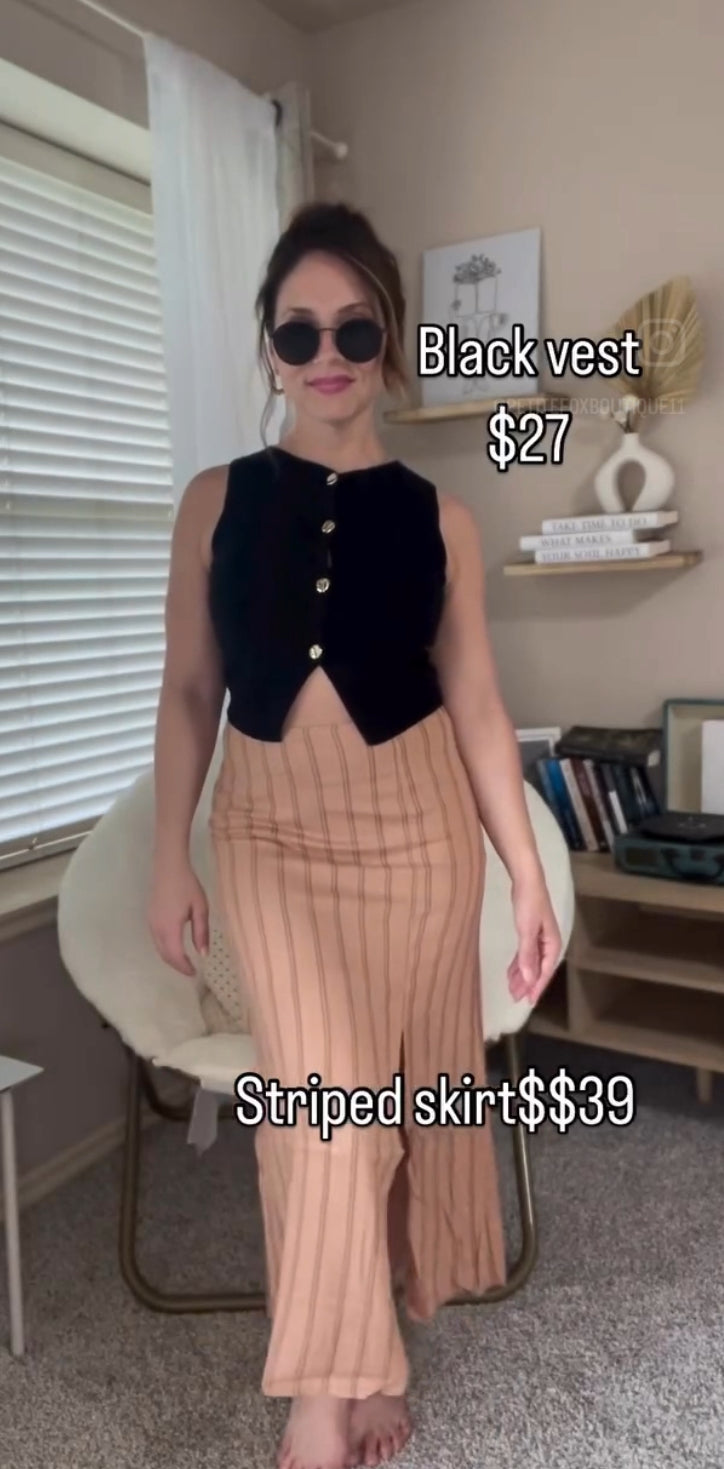 Tan striped skirt