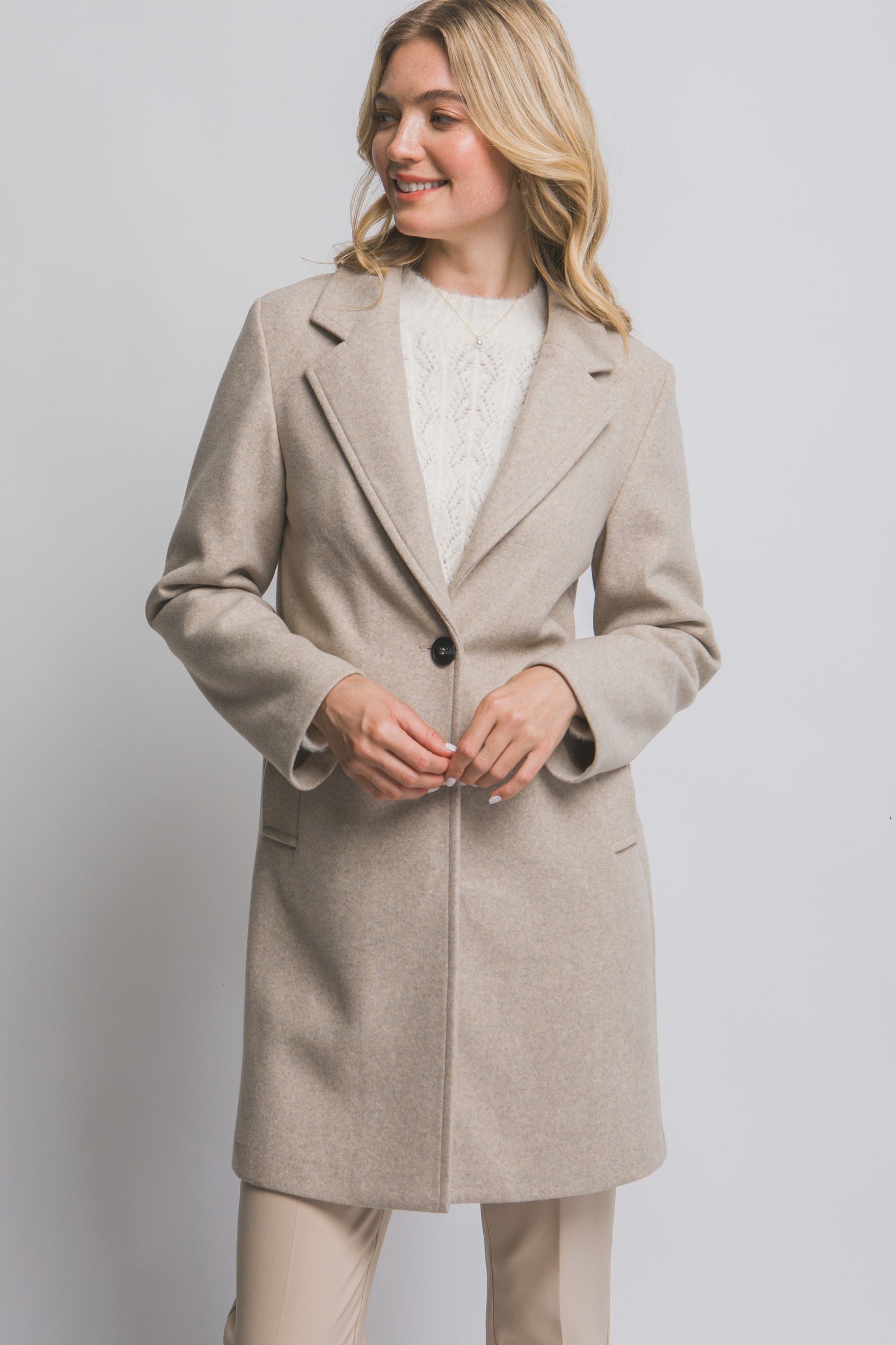 Notched Lapel Long Coat