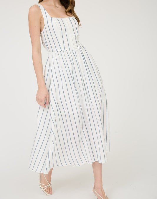 Square neckline midi dress