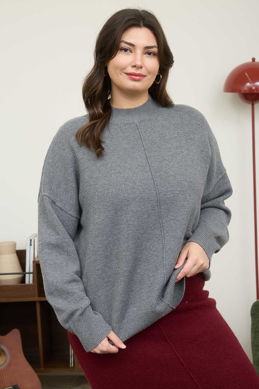 Plus front seam long sleeve