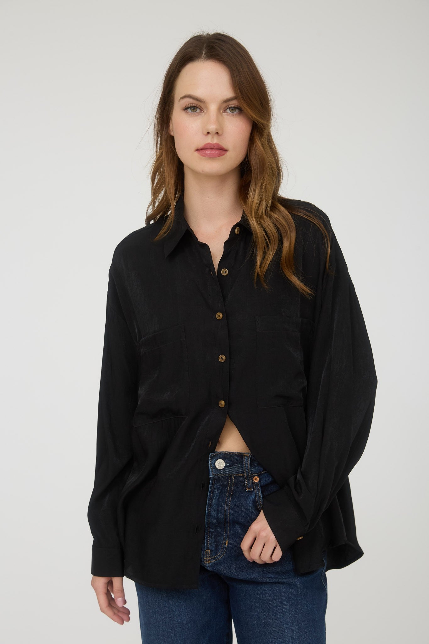 Plus oversized button down long sleeve